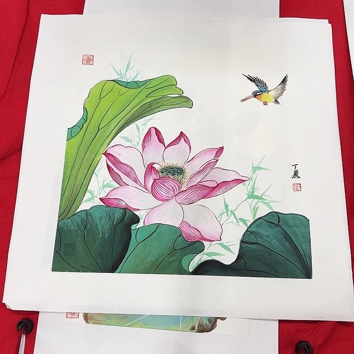 流***苏国画花鸟的翅膀和羽毛的