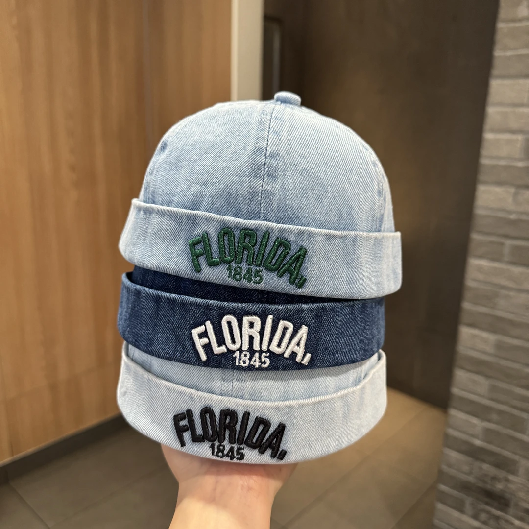 婴儿帽子春秋款遮阳帽韩版刺绣牛仔地主帽男女宝宝秋天雅痞瓜皮帽