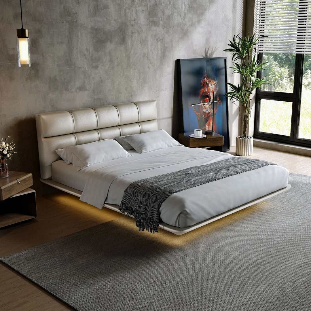 MAX BUY/卖思买意式极简头层牛皮床泡芙床新款棉花糖主卧床设计款