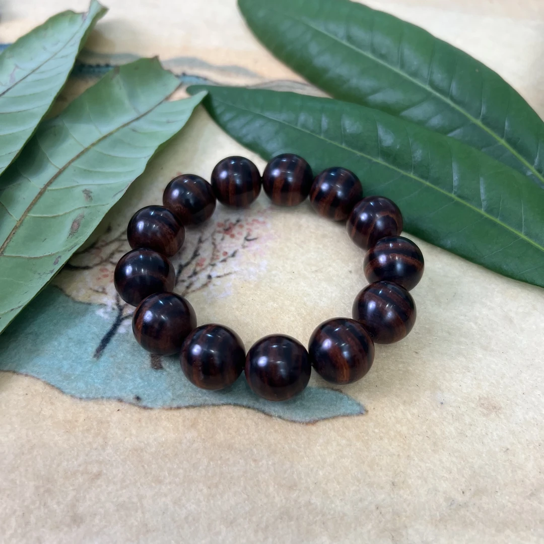 1.8cm13颗海南黄花梨手串海黄花梨木紫油梨男女盘串文玩降香黄檀