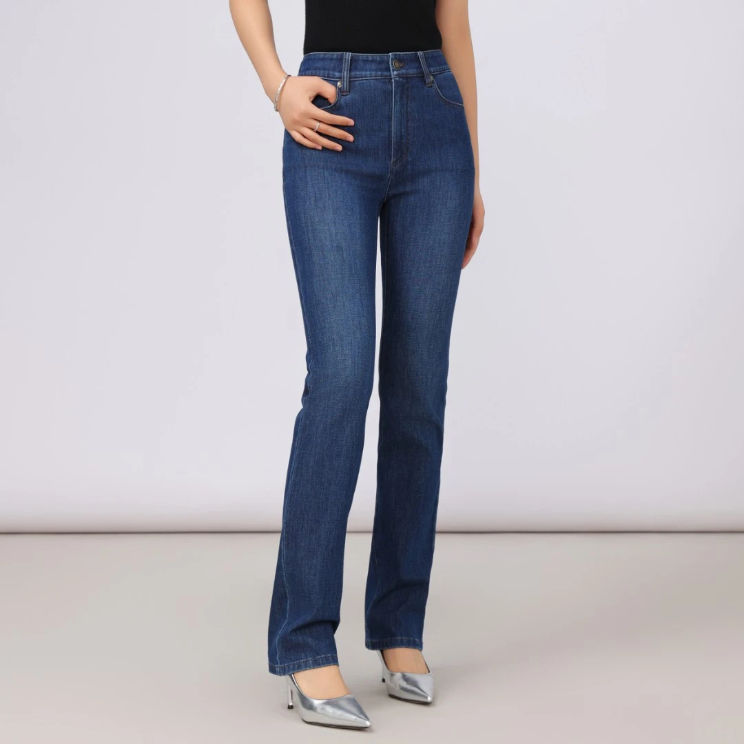 AMASS/阿玛施喇叭裤高腰风丹宁风牛仔裤女微喇长裤休闲裤5100481