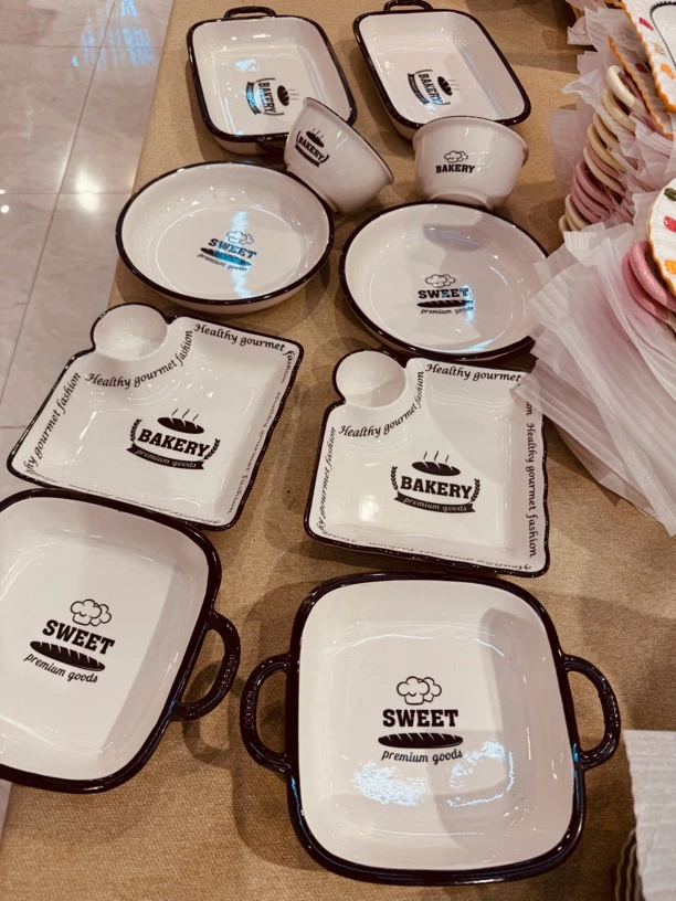 新配烘焙10件套黑白主题餐具套装