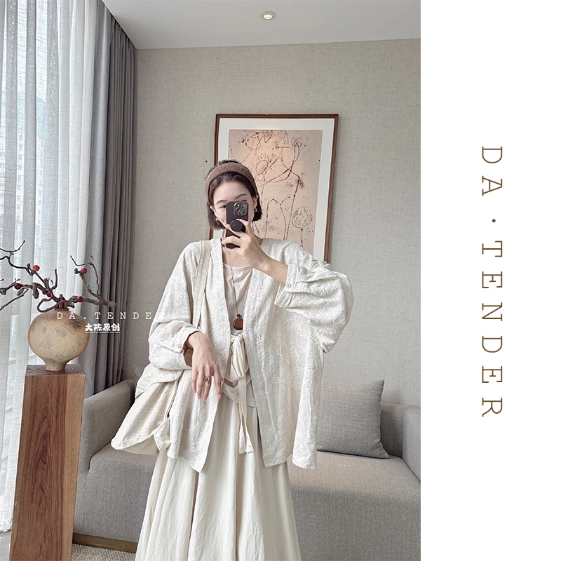 DA·Tender【工社麻语刺绣日系外套】秋季棉麻系重工刺绣开衫