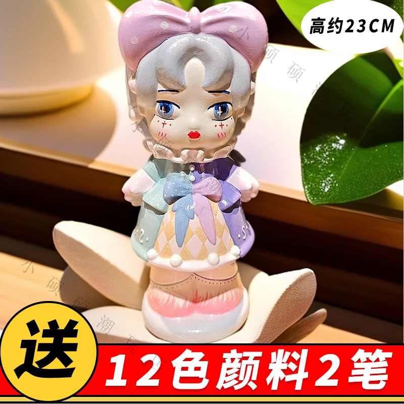 新款大号米西娅石膏娃娃大号立体儿童diy涂色彩绘创意礼物存钱罐