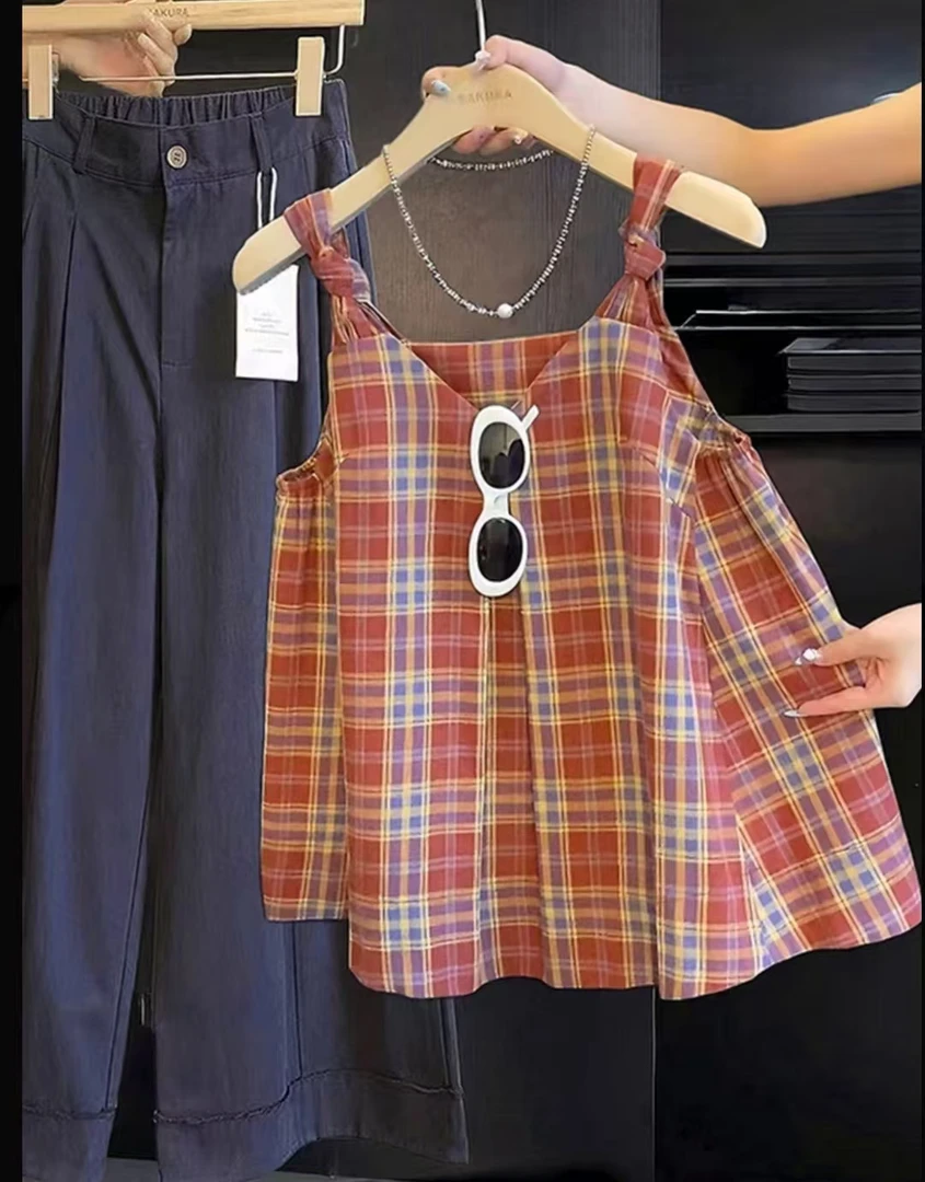 设计感扭结格子吊带背心女夏季2025新款外穿泰式独特绝美无袖上衣