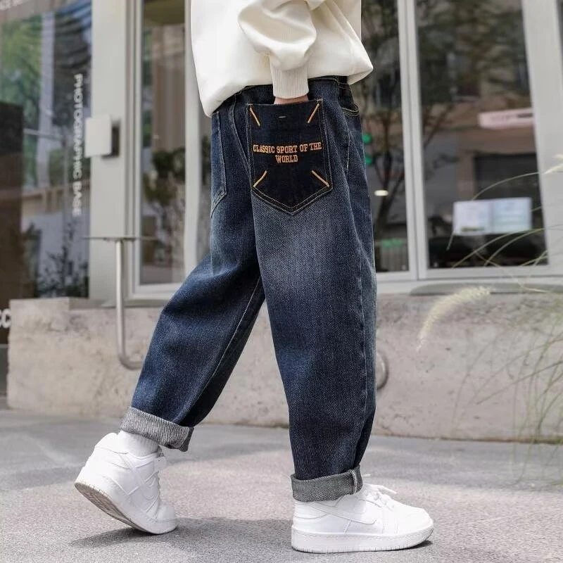 男童牛仔裤2025新款儿童秋装裤子中大童夏薄款男孩冬季长裤痞帅风