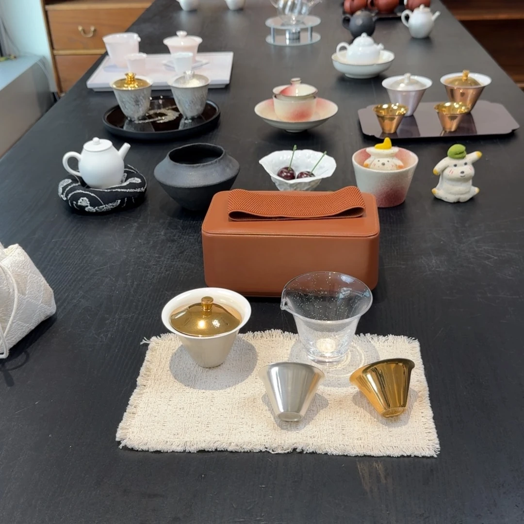 88折鎏金4件套送茶盒小茶席