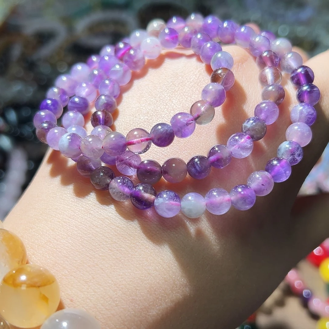 水晶手链未镶嵌紫极光23多圈6毫米