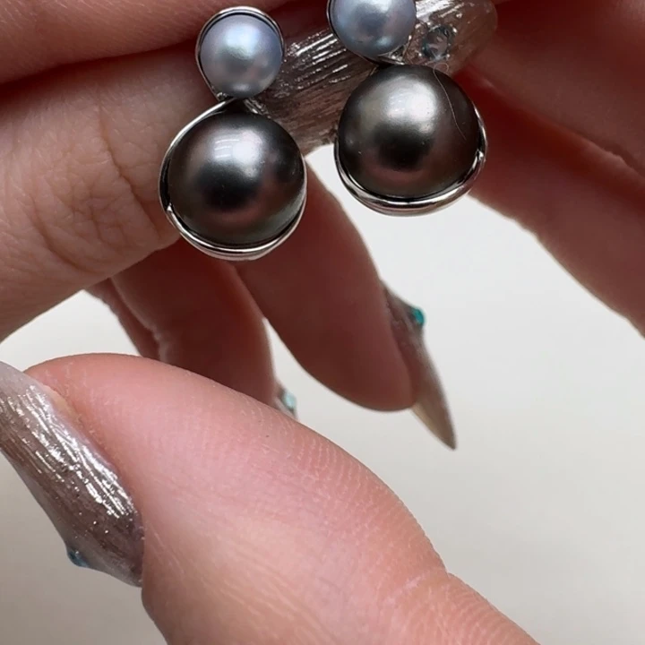 海水珍珠耳饰银S925镶嵌