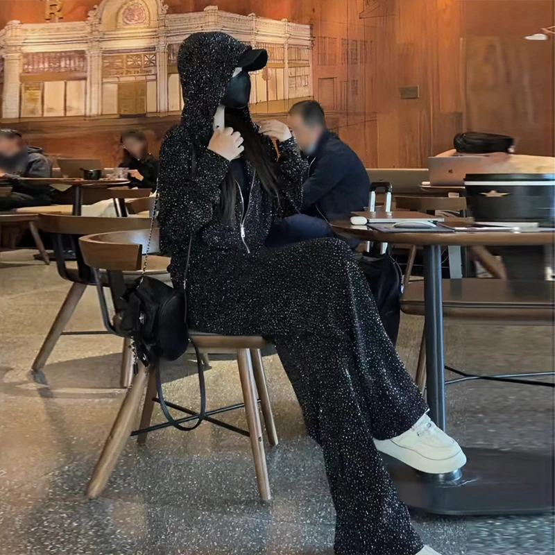 高级感连帽开衫卫衣配阔腿裤女秋2024休闲时尚运动风两件套洋气百