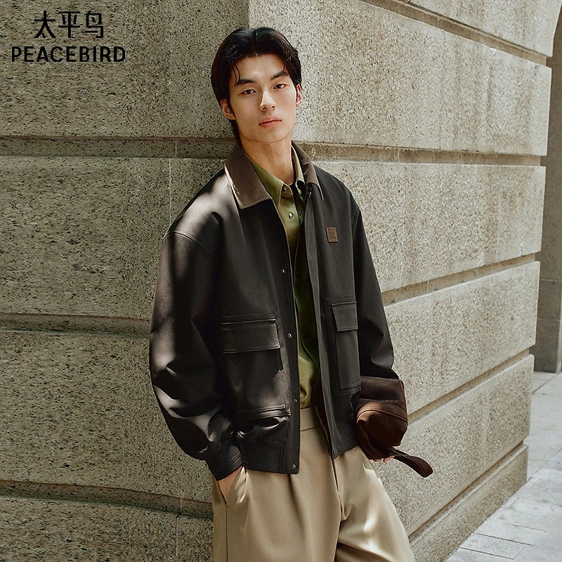 太平鸟男装秋季新款复古巴恩风质感通勤外套BABCF3269