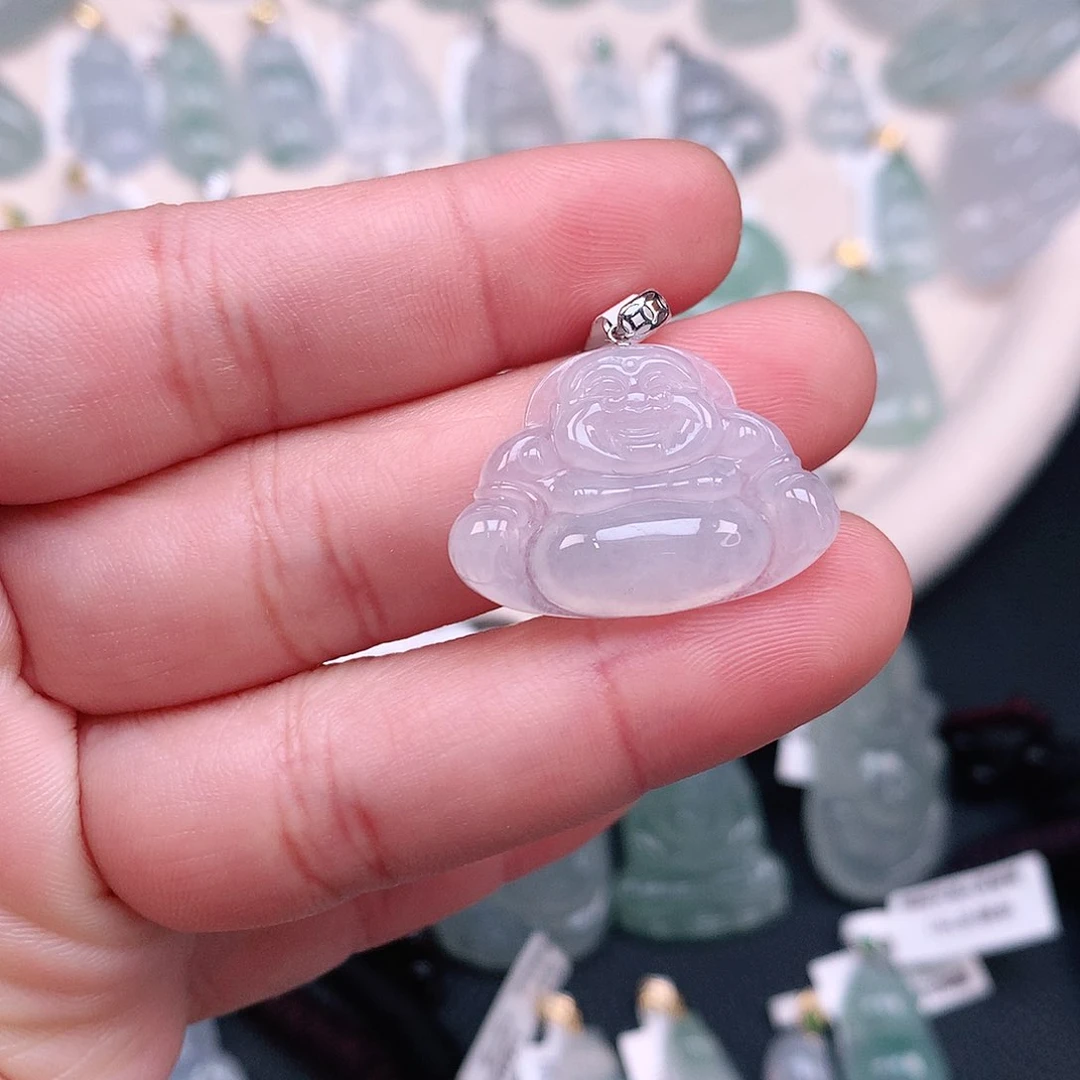 翡翠颈饰18K金镶嵌佛公