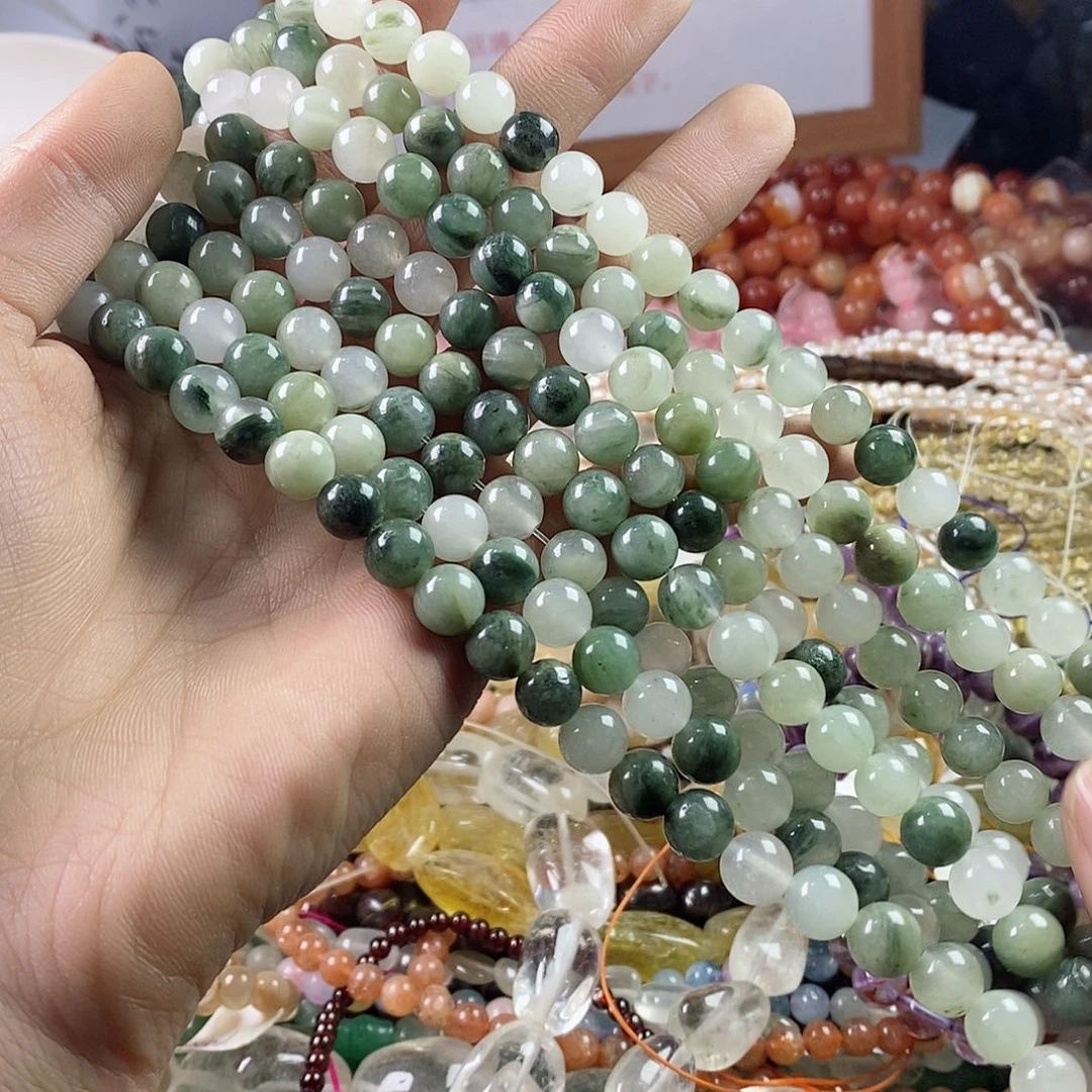 玛瑙/玉髓珠宝半成品未镶嵌一条天然8mm天山翠圆珠