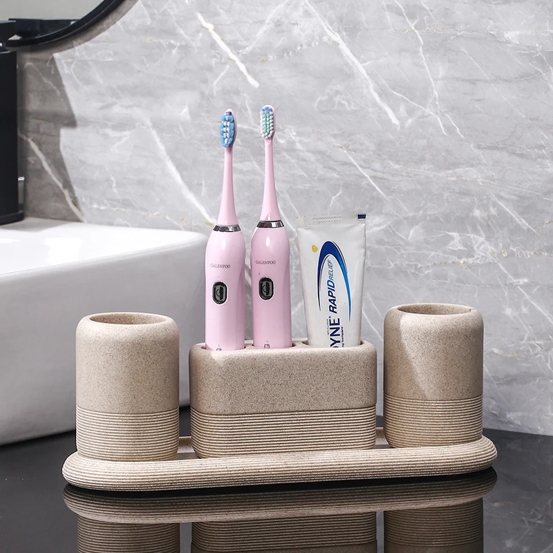 酒店洗漱杯套装轻奢高级家用卫生间浴室洗漱四件套口杯牙刷架托盘