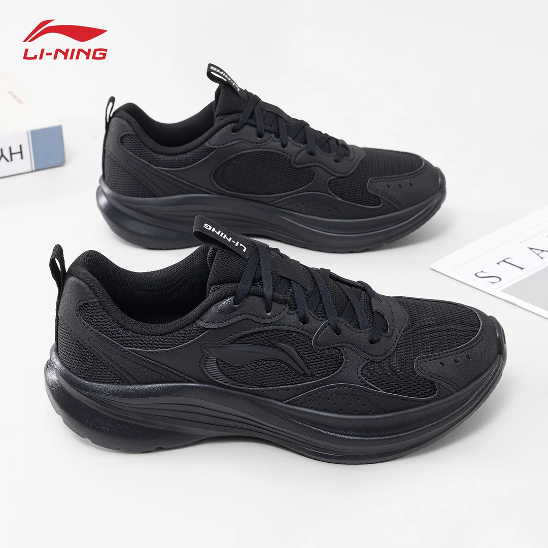 李宁轻风v2跑步鞋男鞋秋季2025新款黑色运动网面透气回弹缓震跑鞋