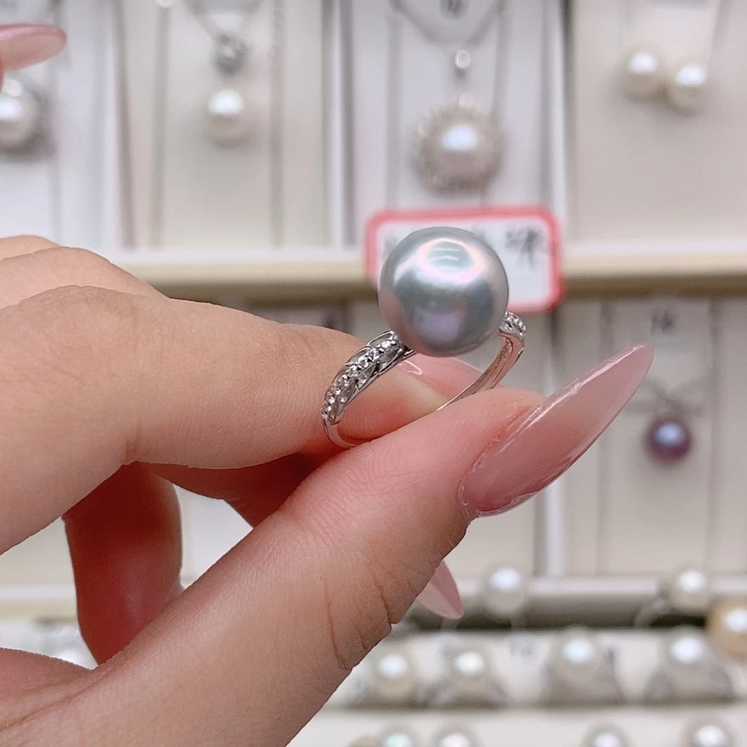 银S925镶嵌戒指淡水珍珠