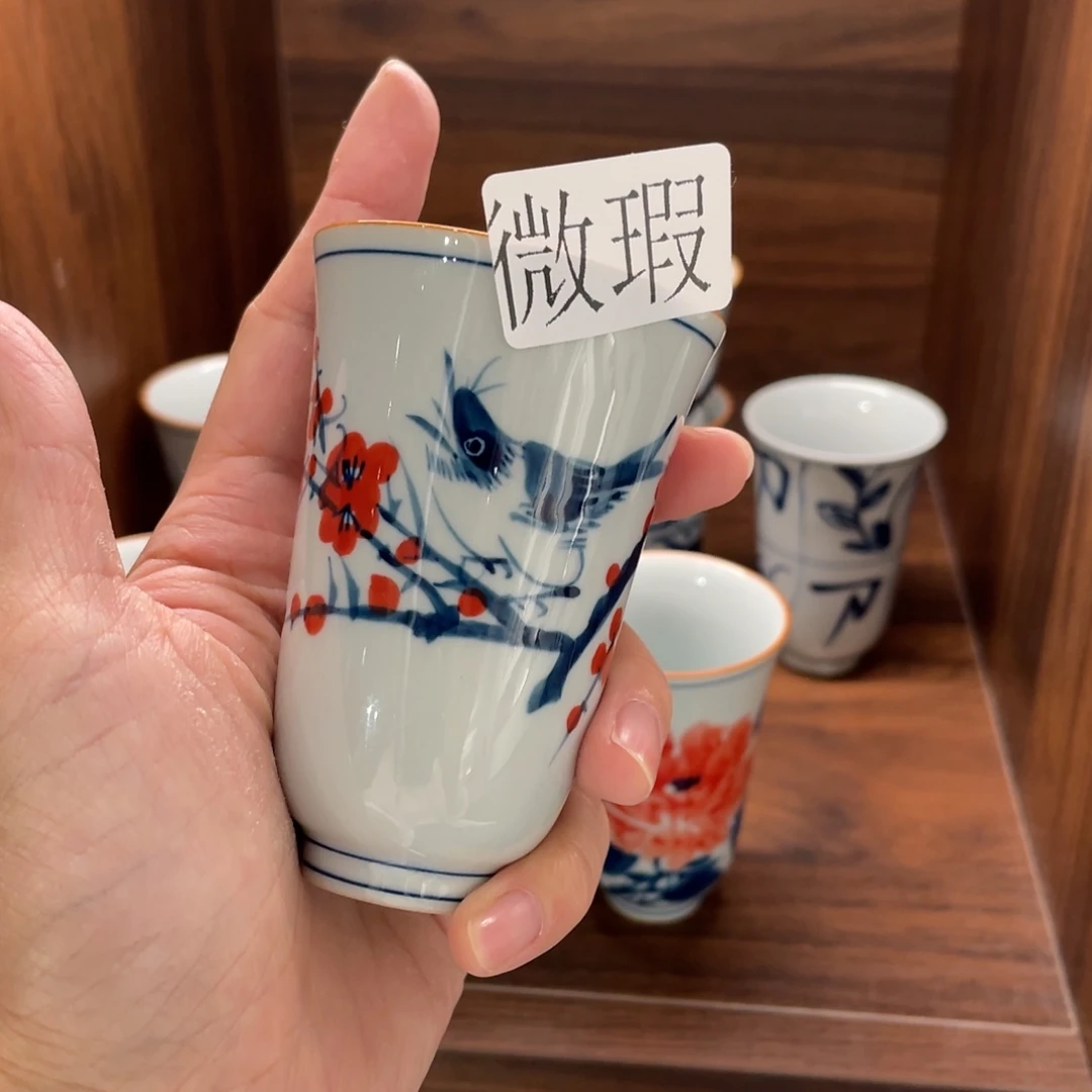 釉下手绘茶具微瑕