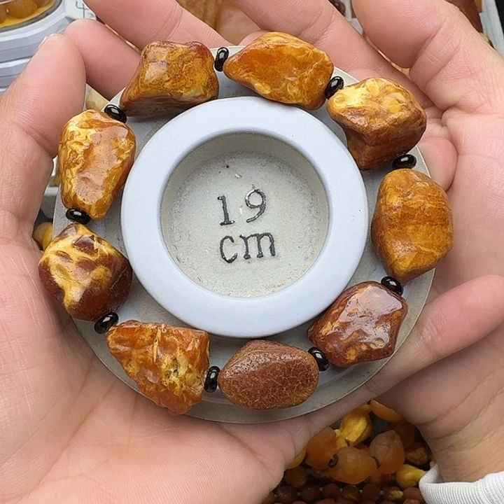 琥珀未镶嵌裸石天然蜜蜡原石手串