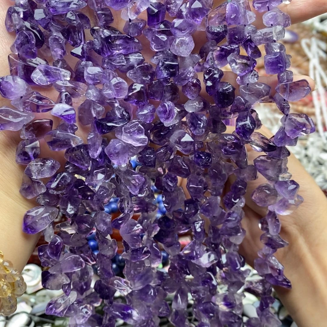 未镶嵌玛瑙/玉髓珠宝半成品一条纯天然巴西紫水晶原石吊坠孔
