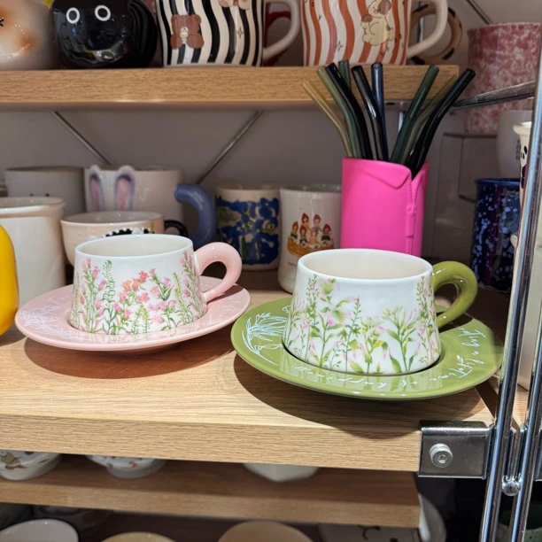 复古铃兰花陶瓷咖啡杯碟套装礼盒装