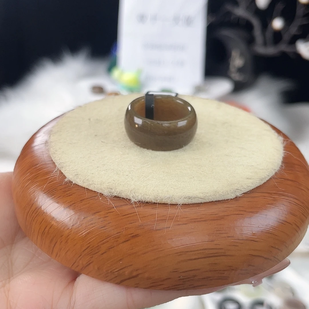 和田玉未镶嵌戒指c10。浓糖甜甜圈。17.3。不退换