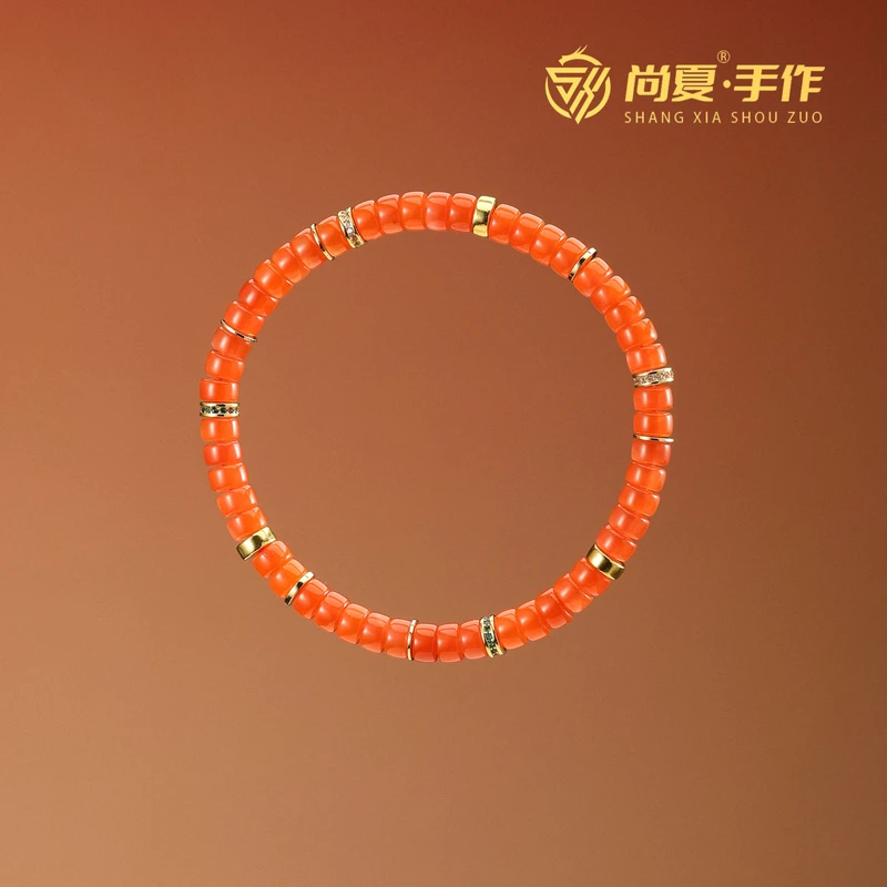 尚夏【香香专属】6MM川料南红冰红药片设计款手串原矿无外裂