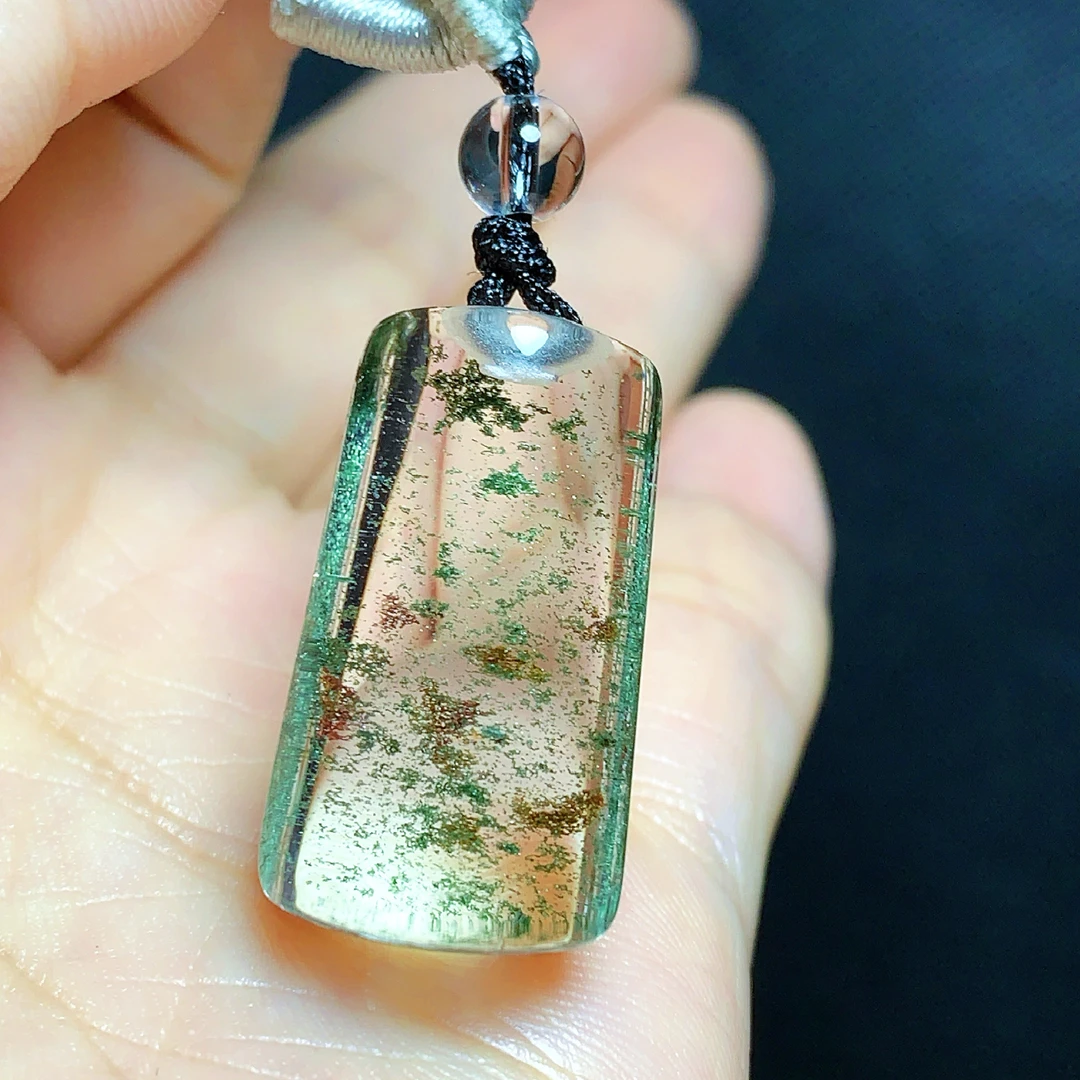 东海水晶天然绿幽灵水晶吊坠毛衣链平安无事绿幽灵纯天然100%真品