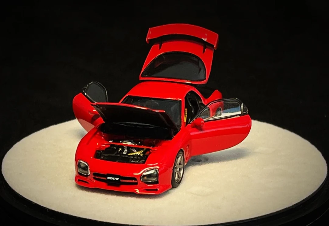 PGM 1:64 马自达 RX7 R35 合金全开 汽车模型收藏摆件