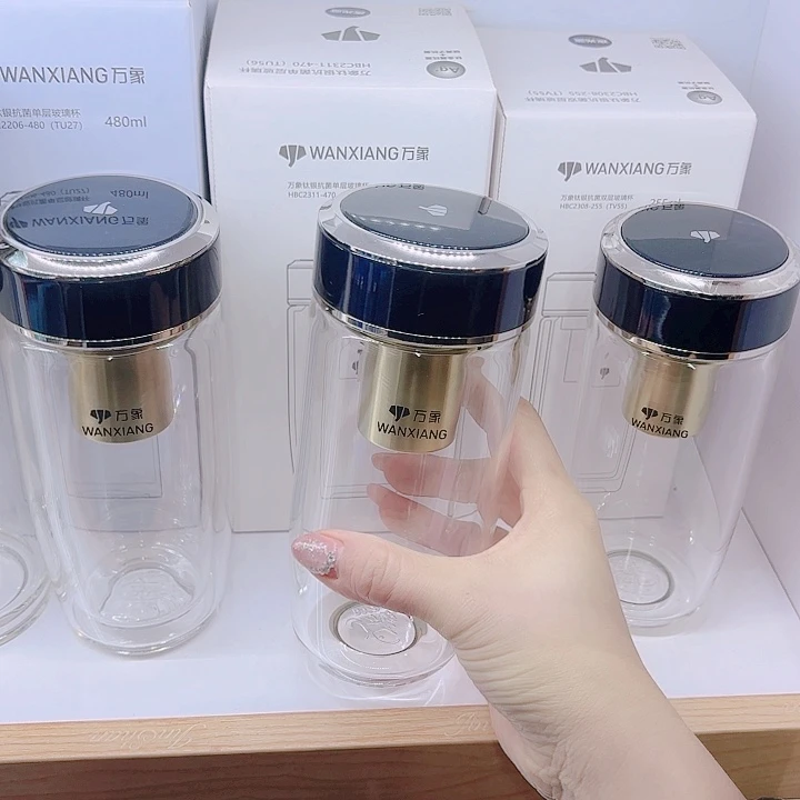 懂***.万象品牌单层玻璃杯TU56-470夜光蓝杯套