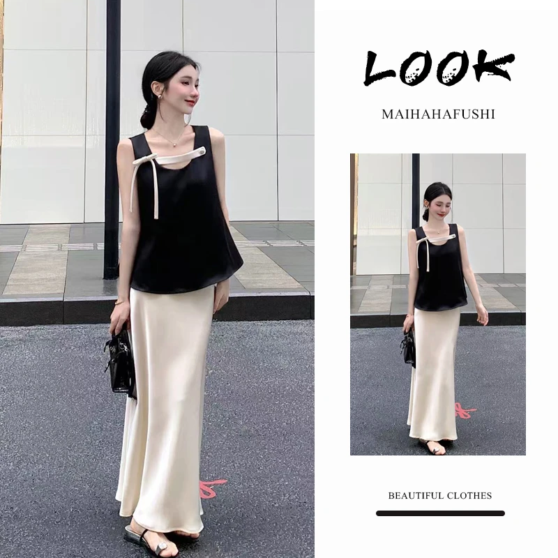 夏季时尚一整套女装2025新款爆款高级感气质上衣高腰半身裙两件套