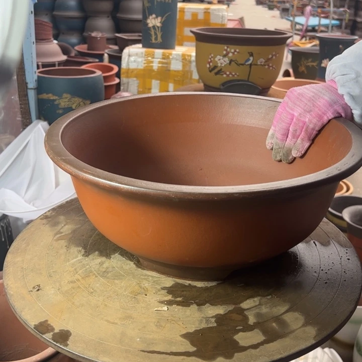 紫砂宜兴紫砂花盆40大红