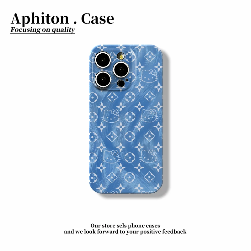 羽纱蓝印花kt猫适用苹果16菲林iPhone手机壳华为vivo小米15oppo套