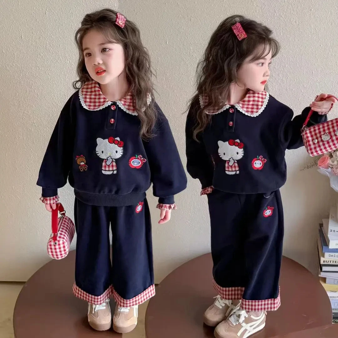 2025新款女童秋装套装儿童洋气纯色卫衣喇叭裤宝宝春秋两件套童装