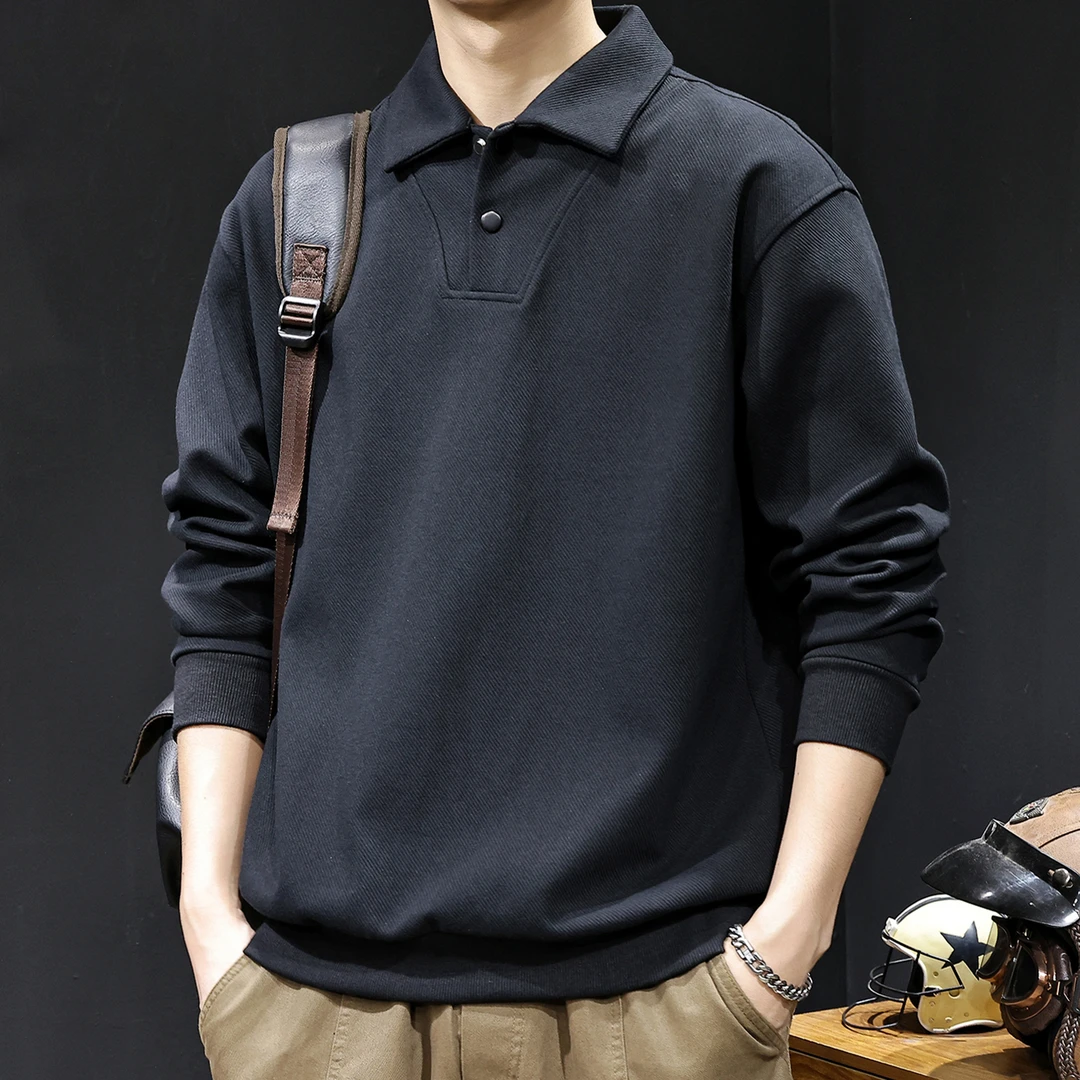 U&PURA2025新款POLO领卫衣男士春秋款潮牌宽松休闲长袖百搭秋季