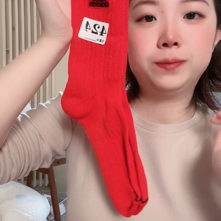 三醋酯纤维多叶草红色男袜毛巾底424