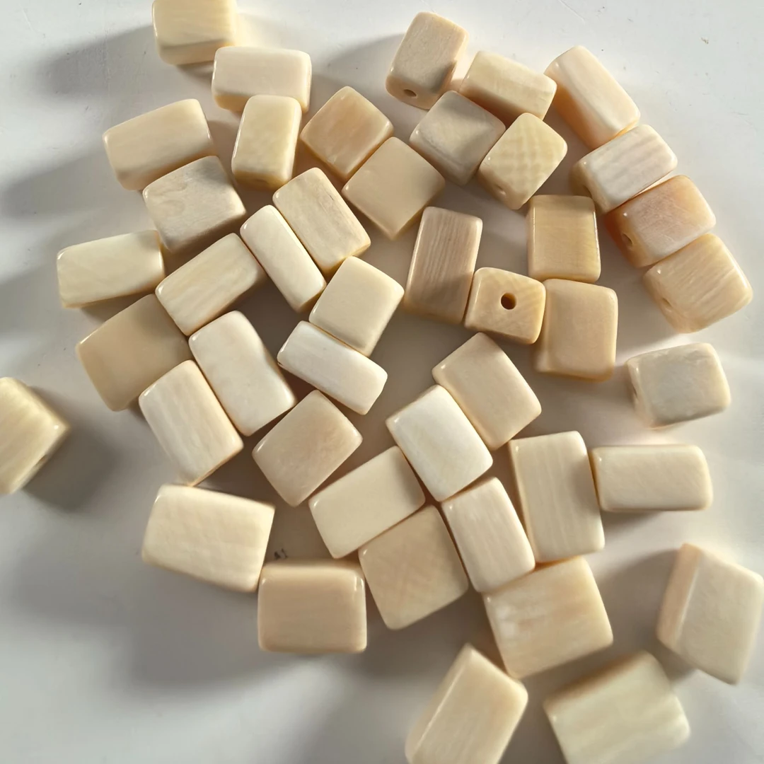 【聽風記出品】天然猛犸冰料精工文玩隔片（2个弟子珠+2个隔片）