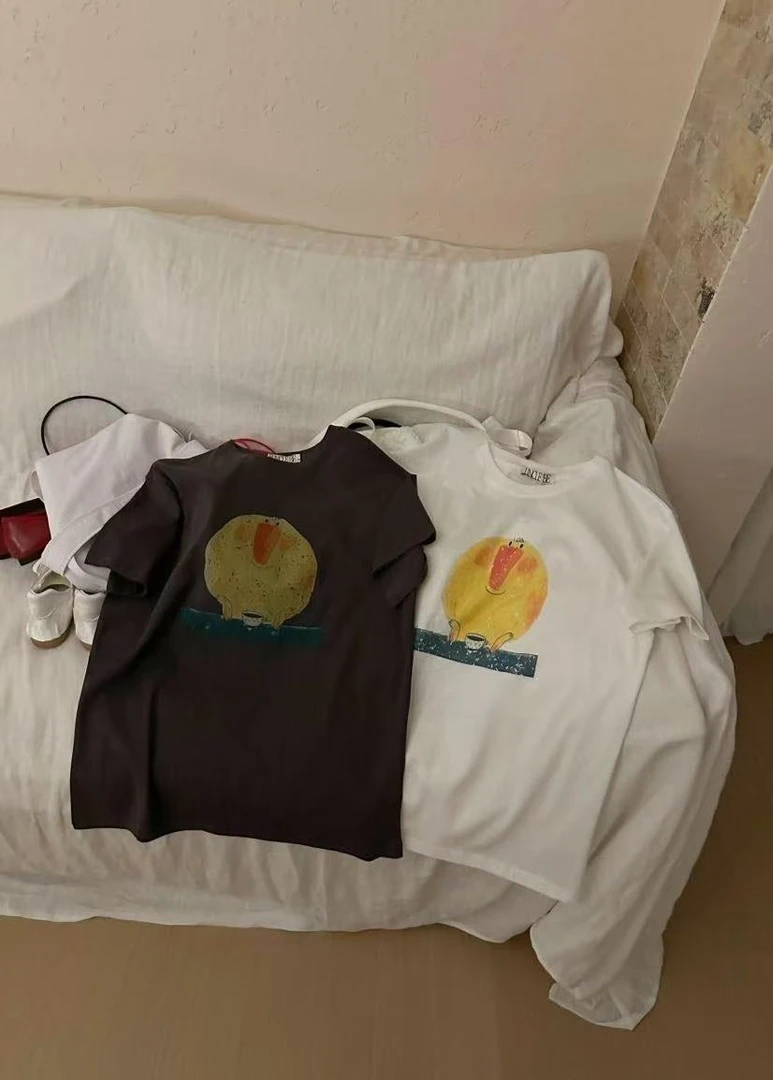 温柔瑶-Uncle Be#卡通肥胖小黄鸟百搭短袖T#9993【温柔瑶】