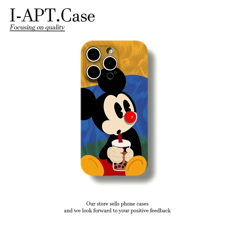 羽纱黄蓝绿条米奇菲林软壳适用iPhone苹果16手机壳华为oppo小米vi