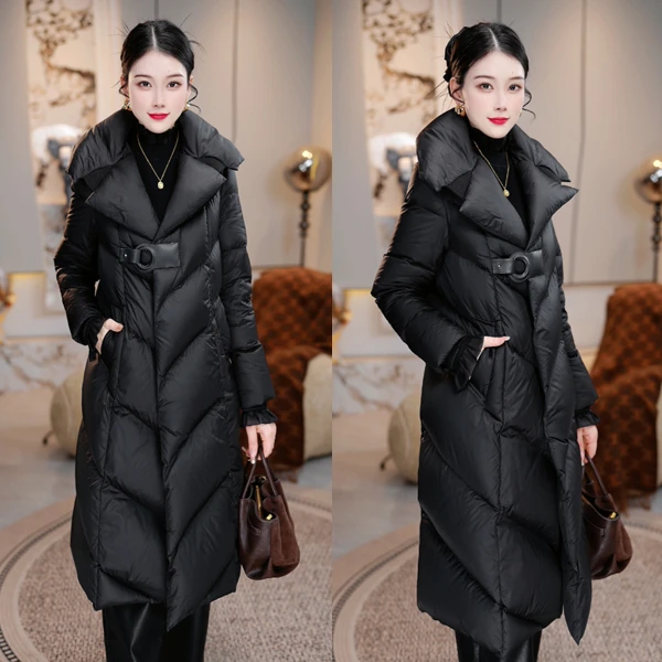 新款气质90绒羽绒服女2025年冬季新款白鸭绒中长款极寒系列羽绒服