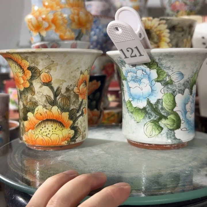 景德镇手绘花盆满38包邮偏远地区除外