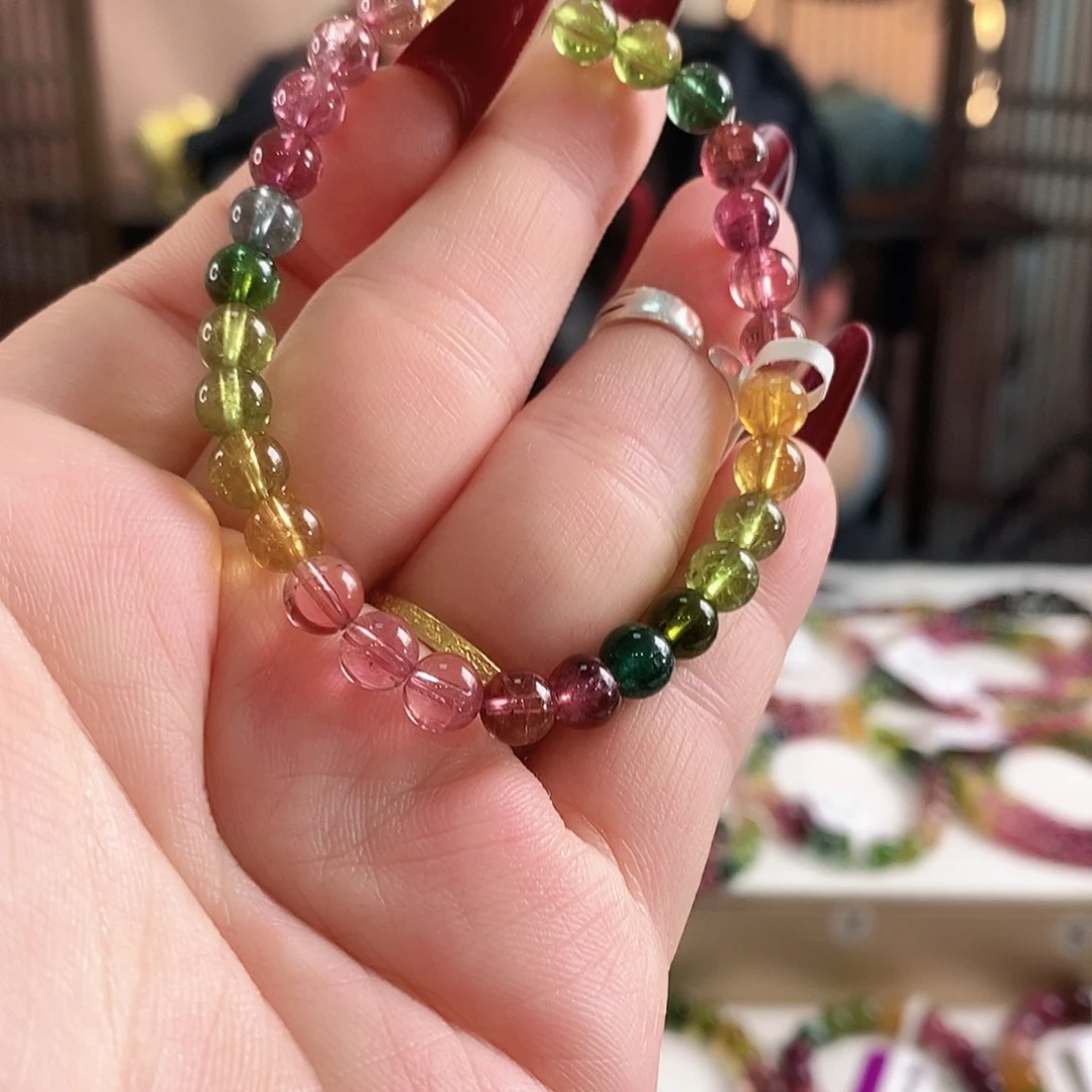 碧玺未镶嵌手链G2376单圈多样性发1