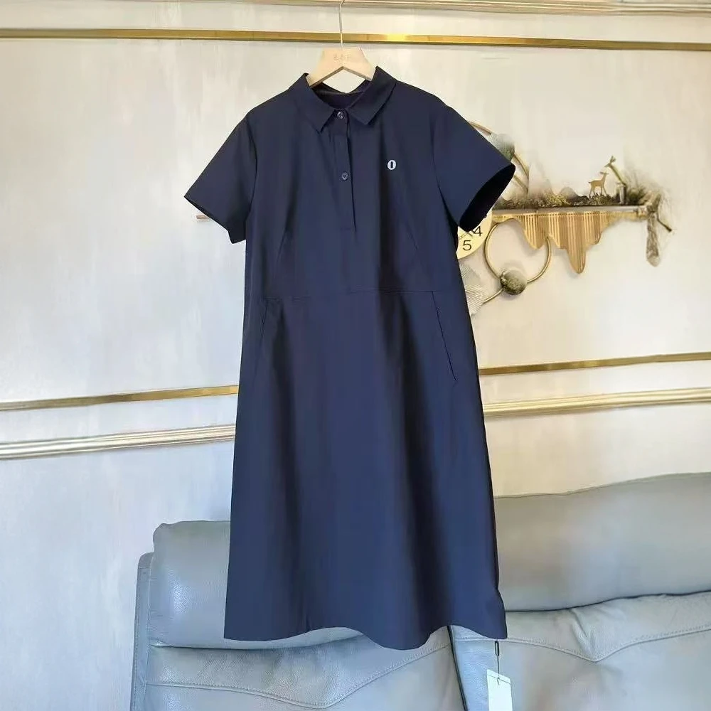 夏季新款时尚休闲polo宽松速干衬衫裙女士通勤显瘦