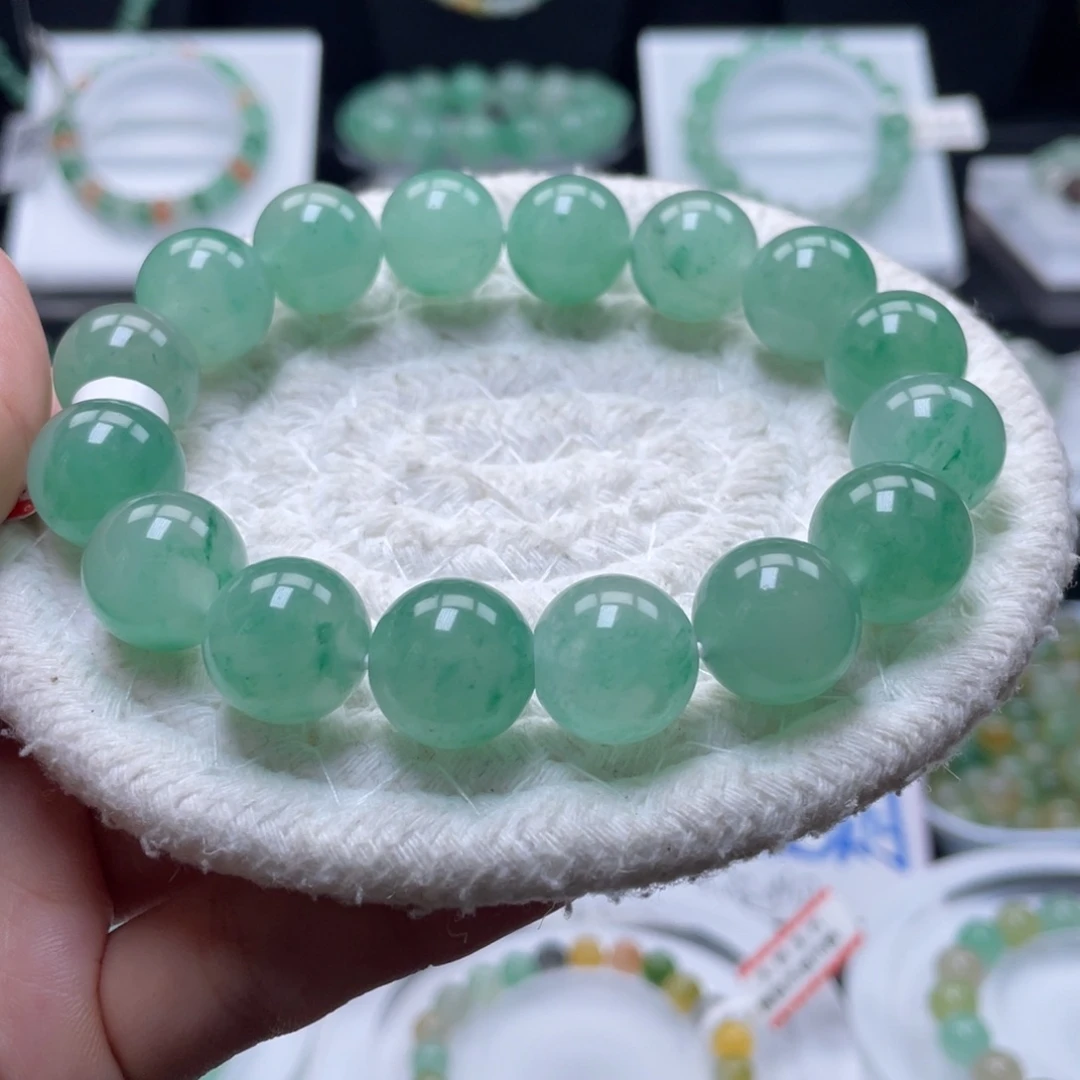 石英质玉（非洲翠）未镶嵌手串卡14，高冰果绿，精品