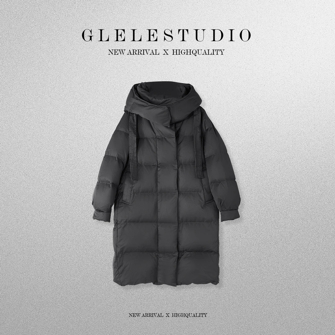 Glele私服「大长鹅绒服」篙奢90鹅绒高蓬锁温长款鹅绒服