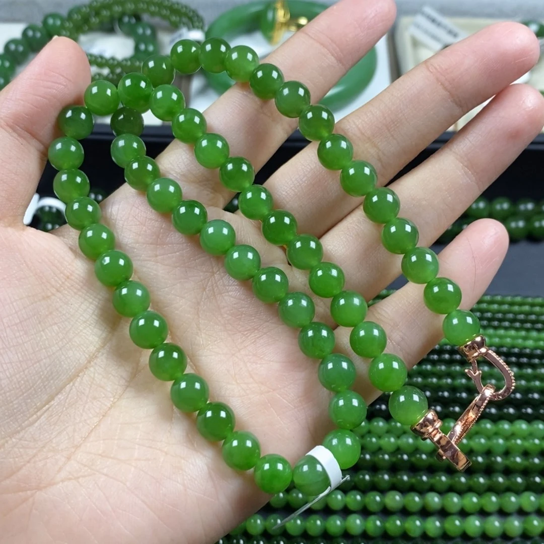 和田玉（碧玉）未镶嵌颈饰8m m