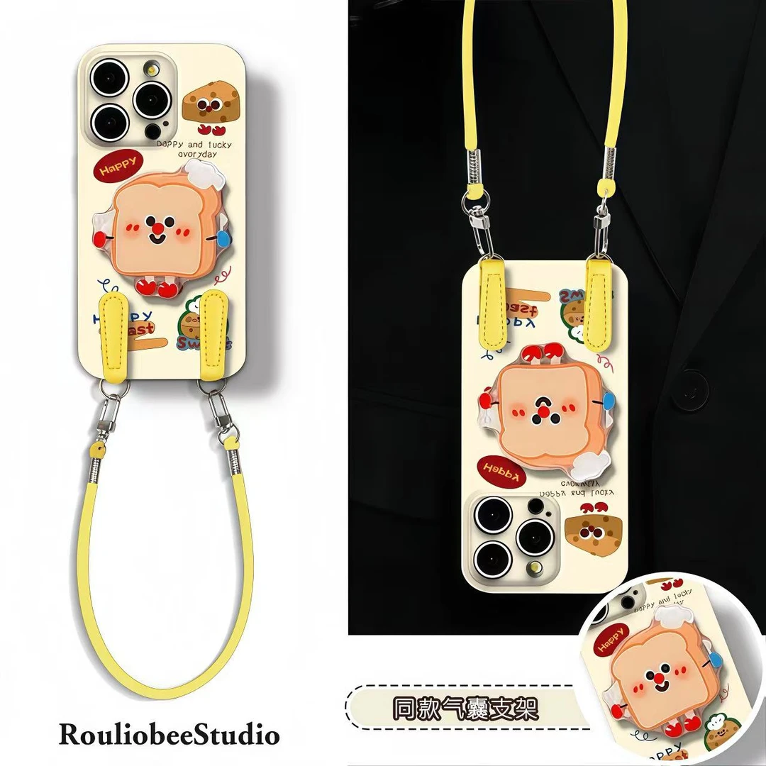 吐司面包支架挂绳适用苹果17/16手机壳iPhone14华为vivoppo小米15