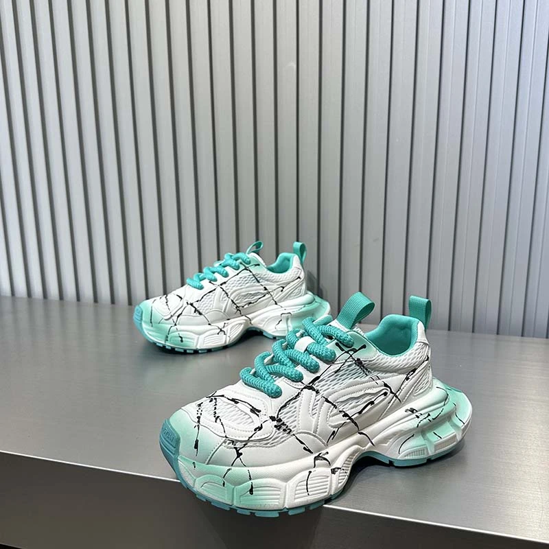 欧洲站时尚涂鸦透气网面老爹鞋2025年夏季厚底增高潮男运动休闲鞋