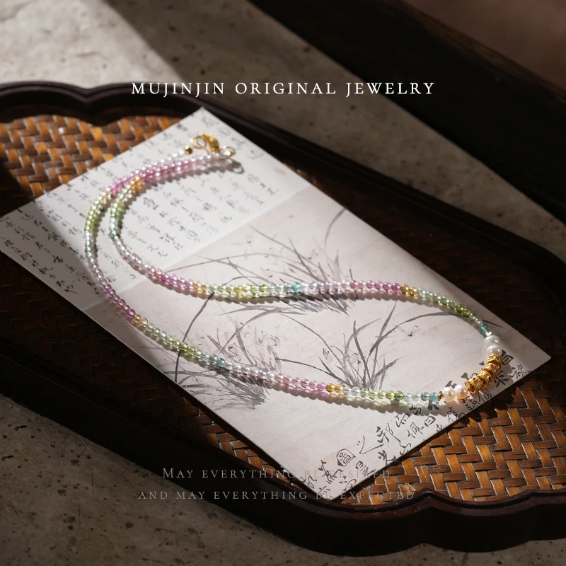 天然碧玺时尚锁骨链女款项链轻奢小众高级感颈饰品XL2315