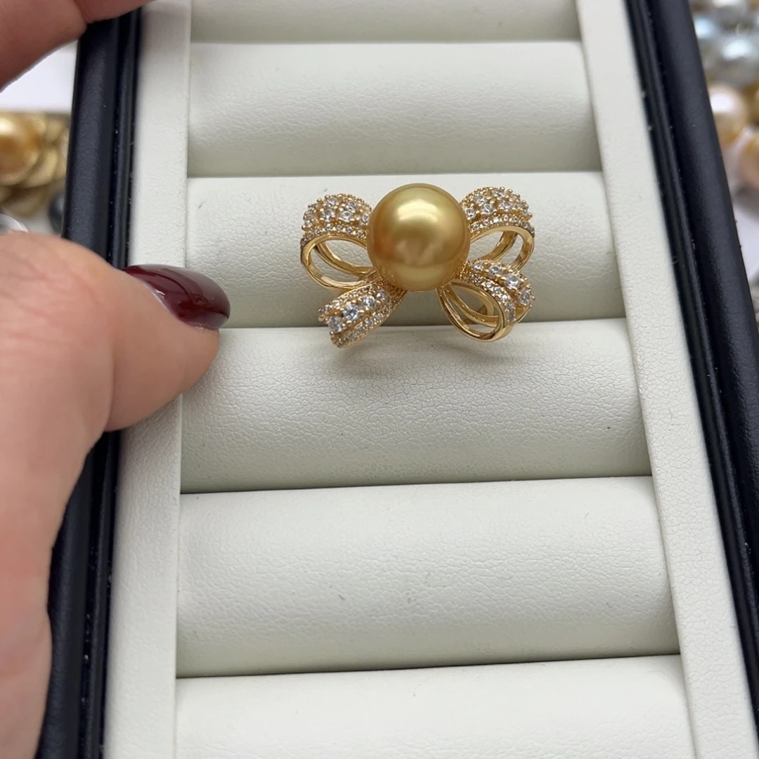 戒指海水珍珠银S925镶嵌