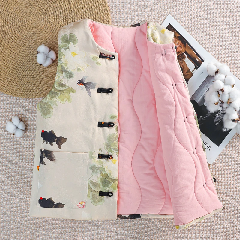 冬季新款马甲新疆棉花衣棉花马甲中式马夹拜年服时尚百搭加厚保暖